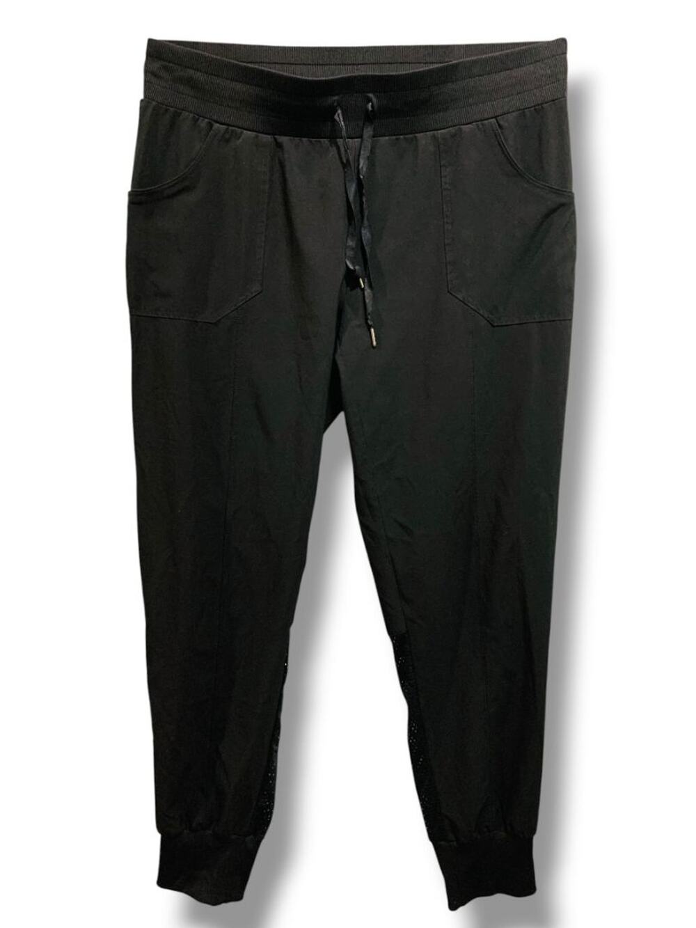 Large Kyodon Womens Black Pull On Athletic Joggers Elastic Drawstring